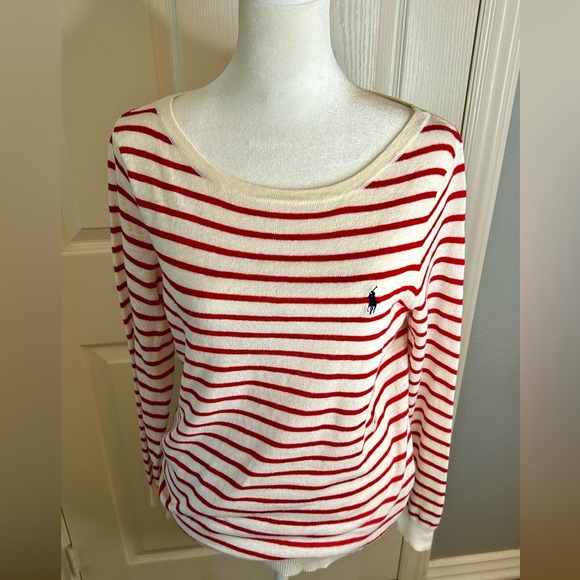 Ralph Lauren Sweaters - ❤️🤍NWT Vintage Ralph Lauren Sport Ivory/Red Striped Sweater Size M🤍❤️